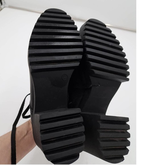 Seven7 Flatiron platform ankle inside zippers lace up ridged lug sole boot 9 - Picture 4 of 8